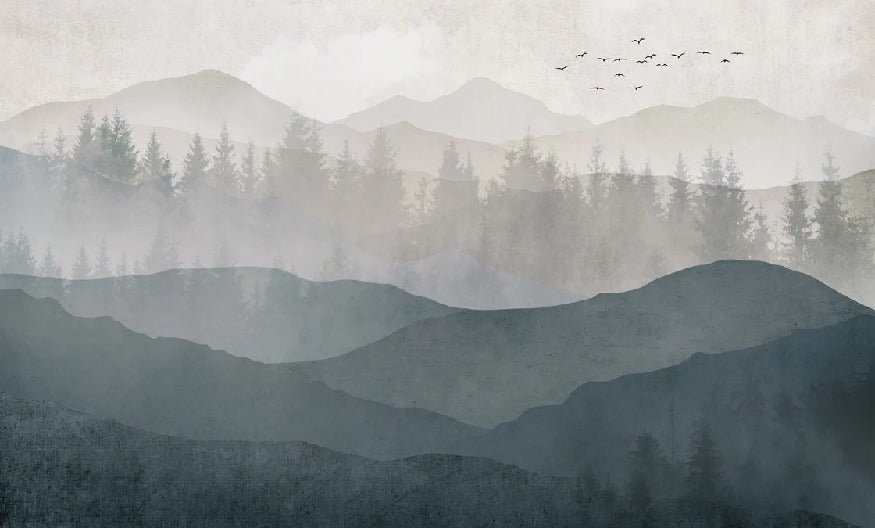 Carta da parati panoramica della natura in bianco e nero