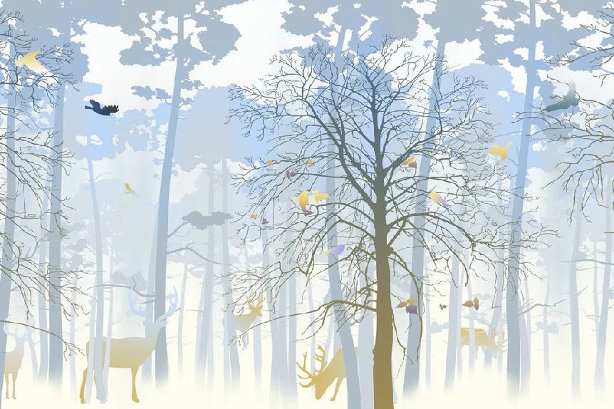 Carta da parati natura foresta blu e freschezza dell'alba