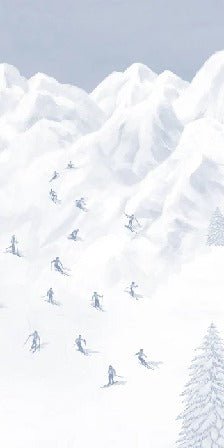 Carta da parati blu per sciatori di montagna
