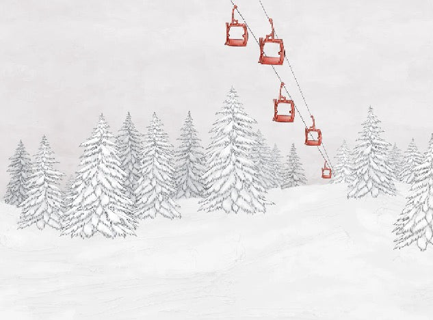 Papier peint montagne télécabine rouge, XXL, tendance