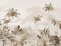 Carta da parati panoramica della giungla eden seppia