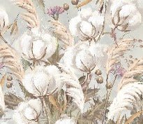 Carta da parati panoramica con fiori di cotone