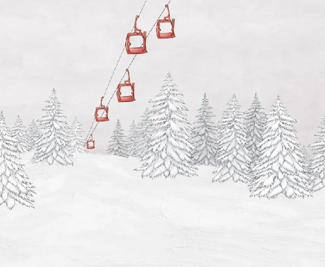Carta da parati rossa per gondola di montagna