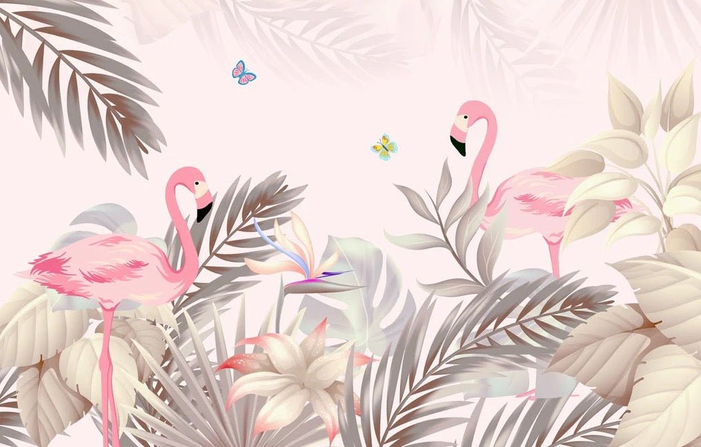 Carta da parati Palm & Pink Flamingo
