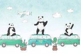 Divertente carta da parati panoramica per bambini a forma di panda