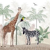 Carta da parati con animali della savana per bambini