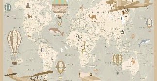 Carta da parati per bambini mappa del mondo aviatore