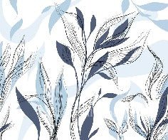 Carta da parati grafica blu con fiori