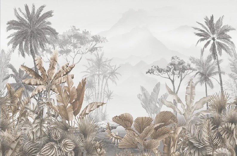 Carta da parati seppia tropicale