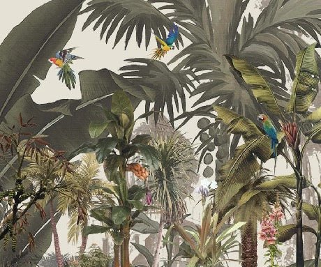 Giungla banana albero esotico carta da parati panoramica