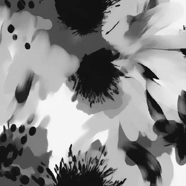 Carta da parati ipnotica con fiori in bianco e nero