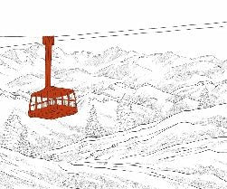 Sfondo rosso della funivia di La Plagne