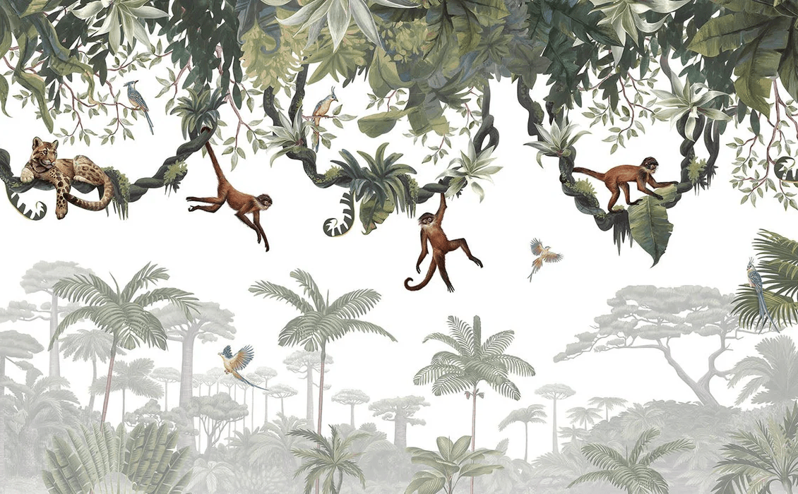 Papier peint enfant jeu de singes