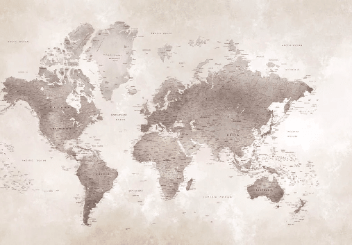 Papier peint carte du monde intemporel - Muralconcept