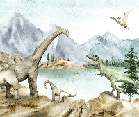 Papier peint dinosaures aquarelle
