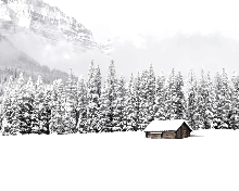 Papier peint panoramique chalet en montagne - Muralconcept
