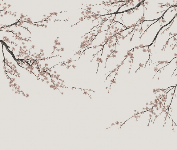 Panorama-Tapete Sakura beige - Muralconcept