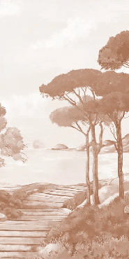 Papier peint balade dans les calanques terracotta - Muralconcept