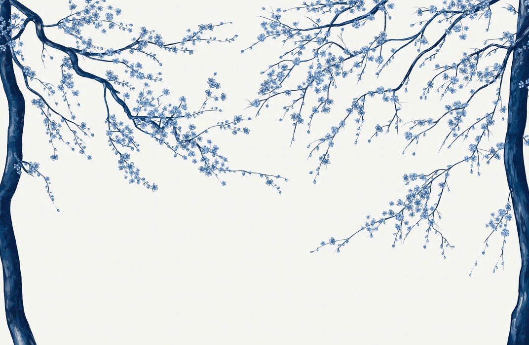 Papier peint panoramique fleur Sakura blanc