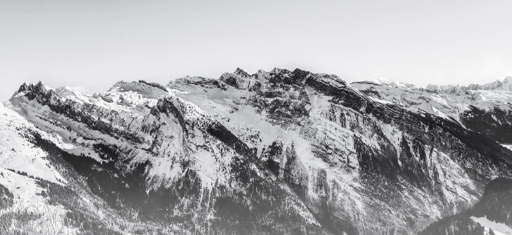 Papier peint montagne noir et blanc Grand Massif - Muralconcept