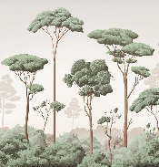 Papier peint brise légère pinède - Muralconcept