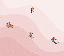 Papier peint enfant skieurs rose - Muralconcept