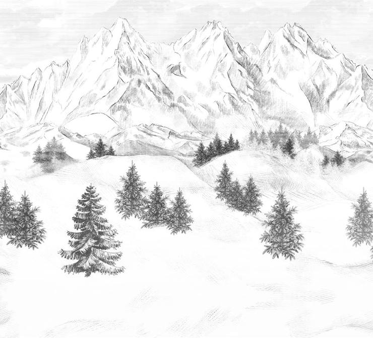 Papier peint montagne sommets de Chamonix, XXL, tendance