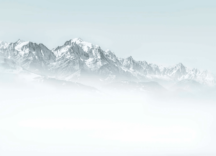 Papier peint Mont Blanc dans la brume bleu - Muralconcept