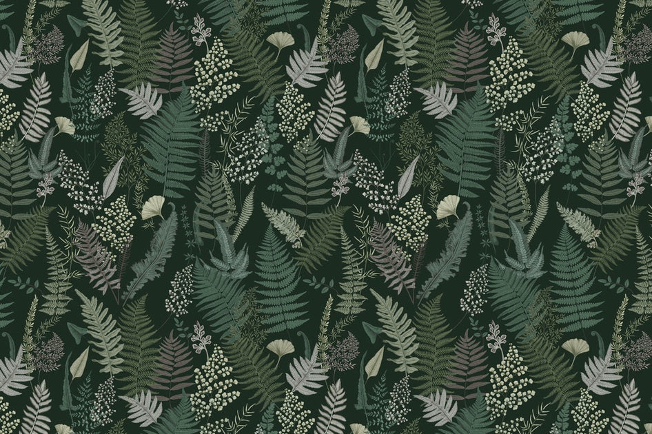 Papier peint feuille dense vert