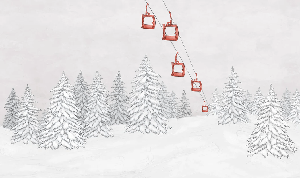 Papier peint montagne télécabine rouge, XXL, tendance