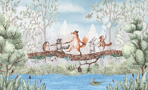 Papier peint enfant - Aventure animale - Muralconcept