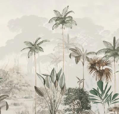 Papier peint panoramique jungle eden vert - Muralconcept