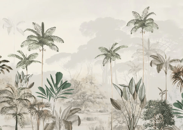 Papier peint panoramique jungle eden vert - Muralconcept