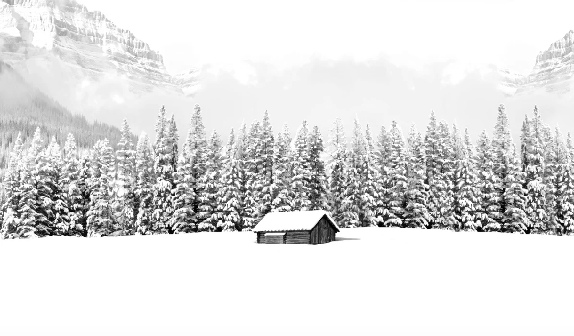 Papier peint panoramique chalet en montagne, XXL, tendance