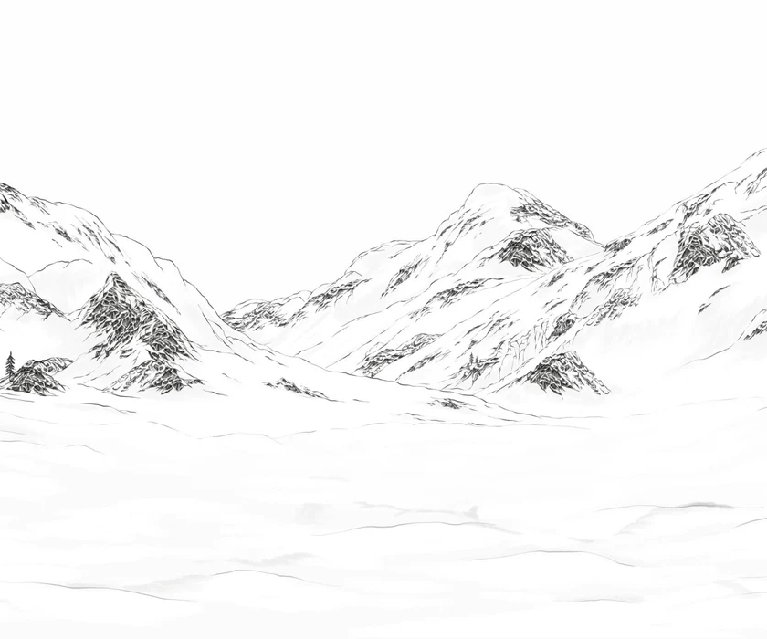 Papier peint val Isère noir et blanc - Muralconcept