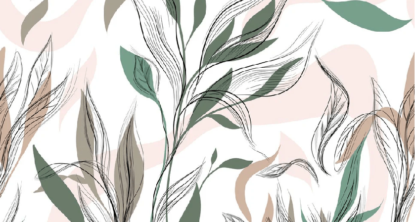 Papier peint panoramique fleur graphique - Muralconcept