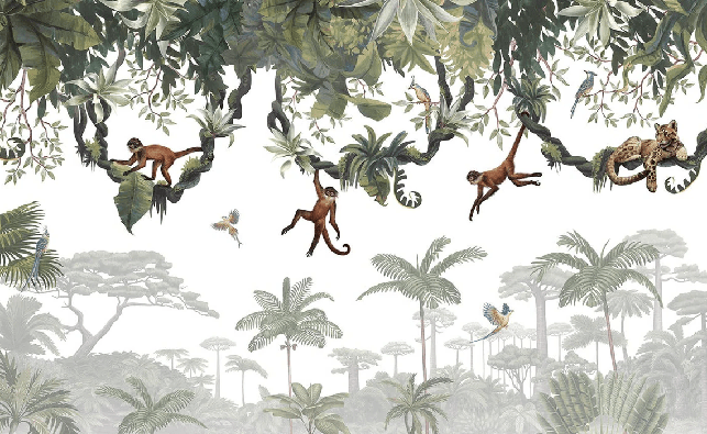 Papier peint enfant jeu de singes