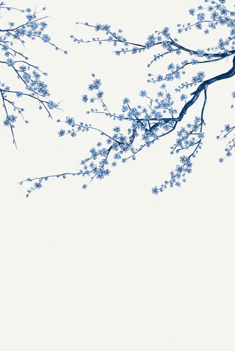 Papier peint panoramique fleur Sakura blanc