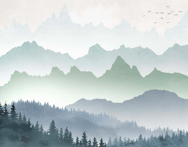 Carta da parati nebbia mattutina nella foresta