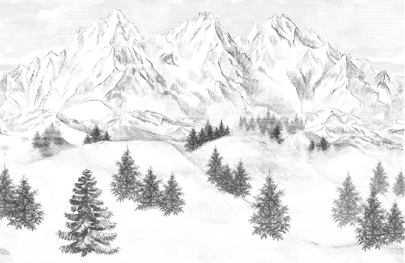Papier peint montagne sommets de Chamonix - Muralconcept