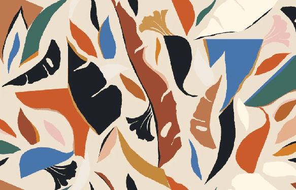 Carta da parati contemporanea con motivi vegetali