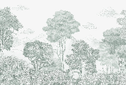 Papier peint panoramique Forêts et Monts vert, XXL, tendance