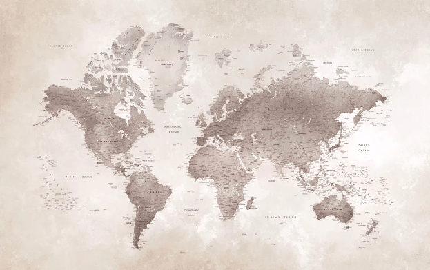 Papier peint carte du monde intemporel - Muralconcept