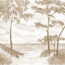 Maritime Pines and Dunes Wallpaper - Sepia