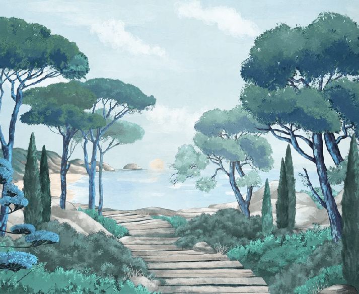 Papier peint balade dans les calanques - Muralconcept