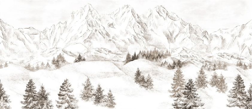 Carta da parati con montagne delle Alpi