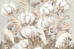 Papier peint panoramique fleur coton - Muralconcept
