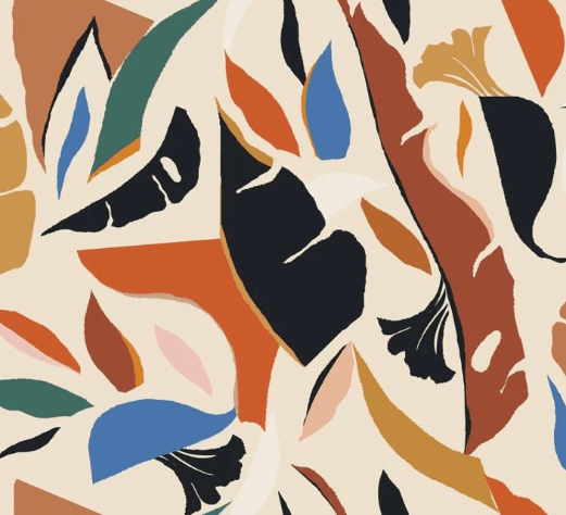 Carta da parati contemporanea con motivi vegetali