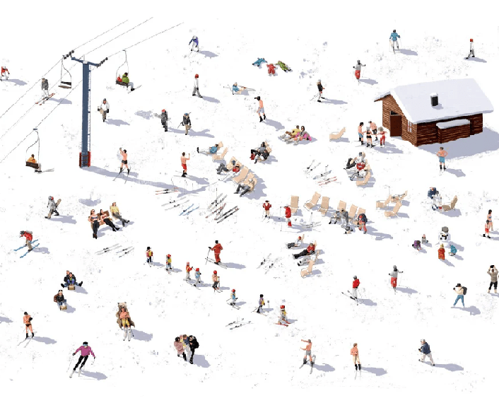 Carta da parati panoramica per l'après ski