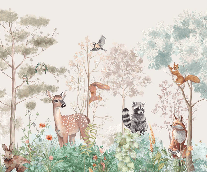 Papier peint chambre enfant nature magique beige - Muralconcept